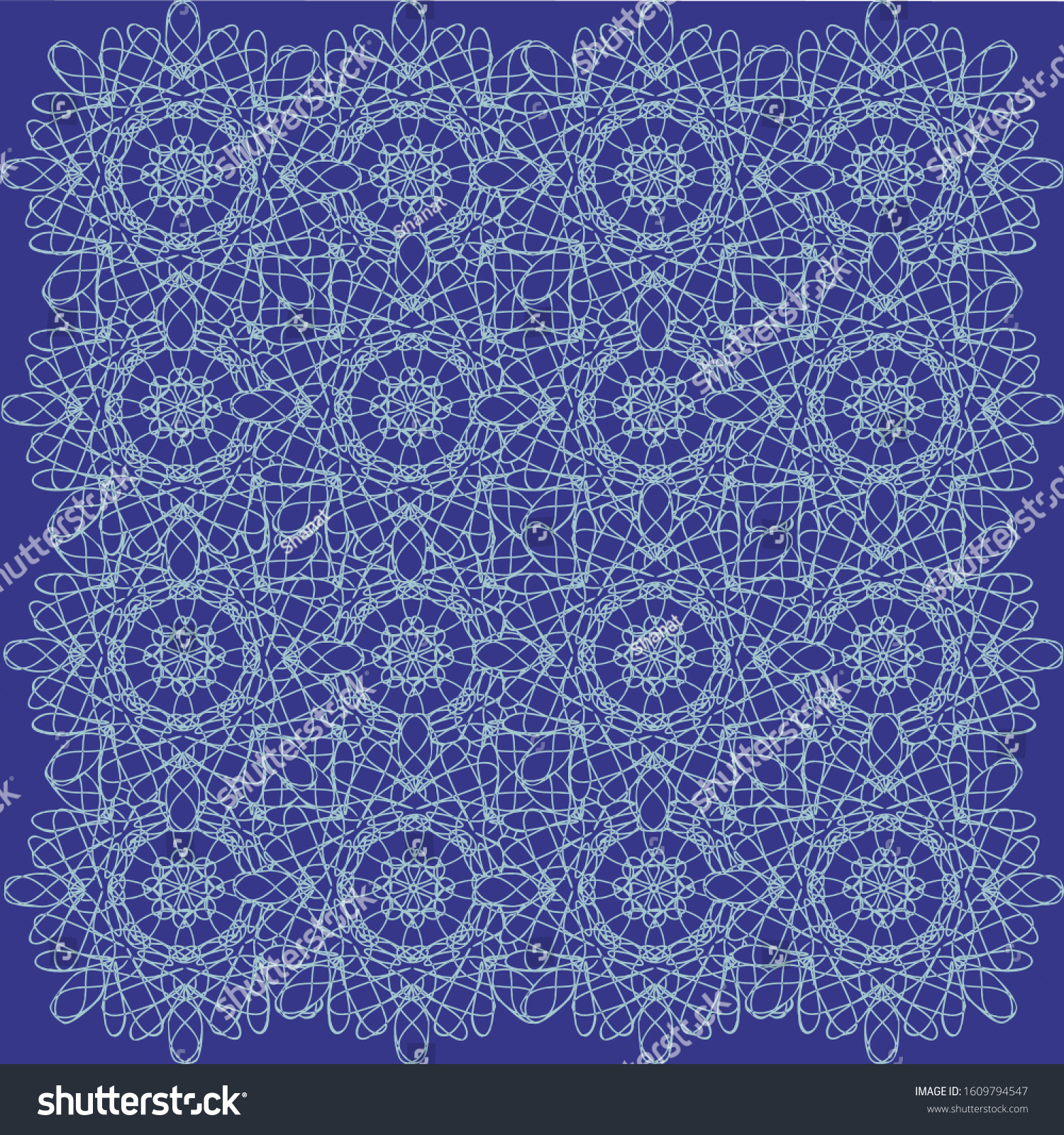 Openwork pattern of white color on a blue background