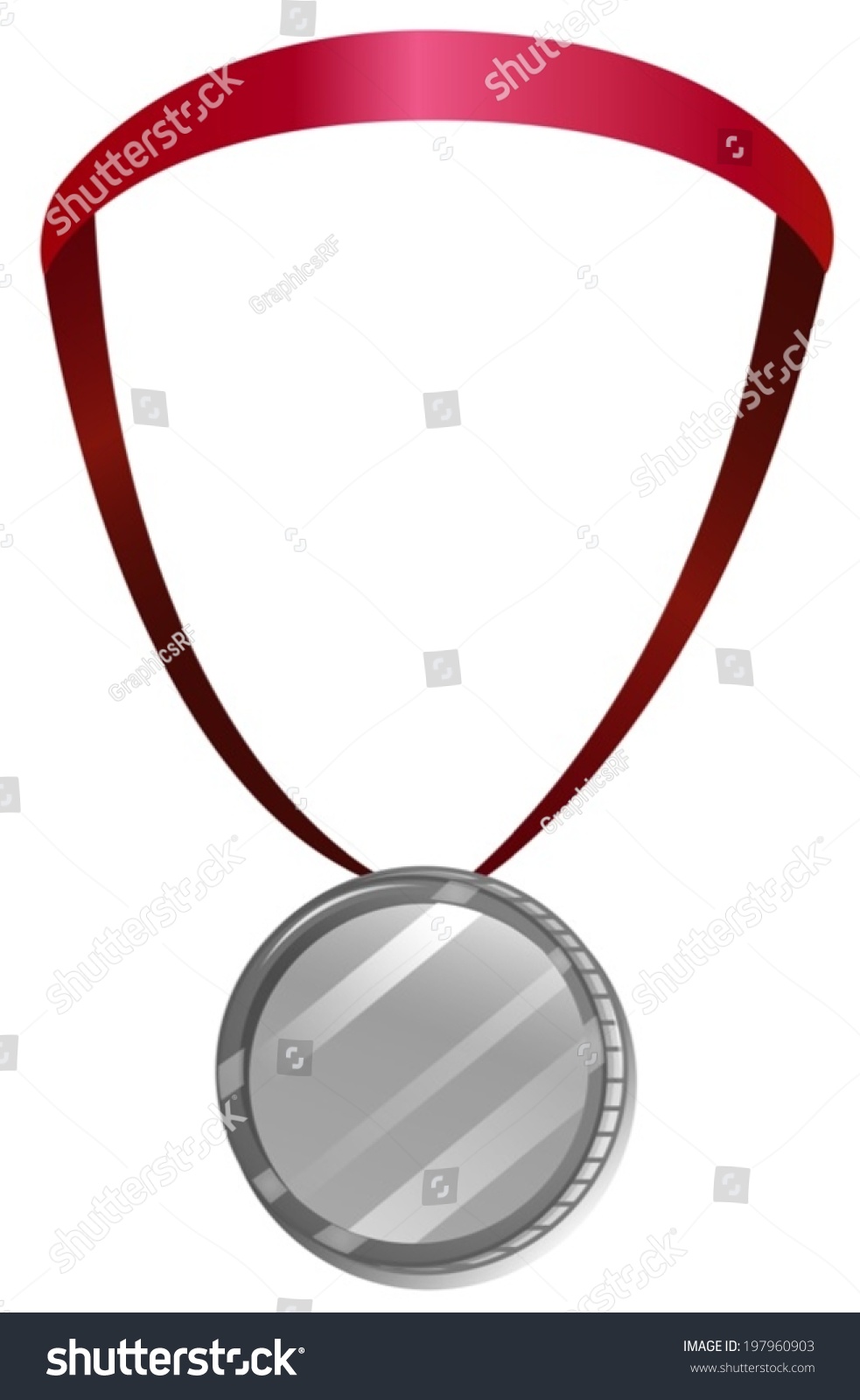Illustration of a medal with a red neck lace on a white background
