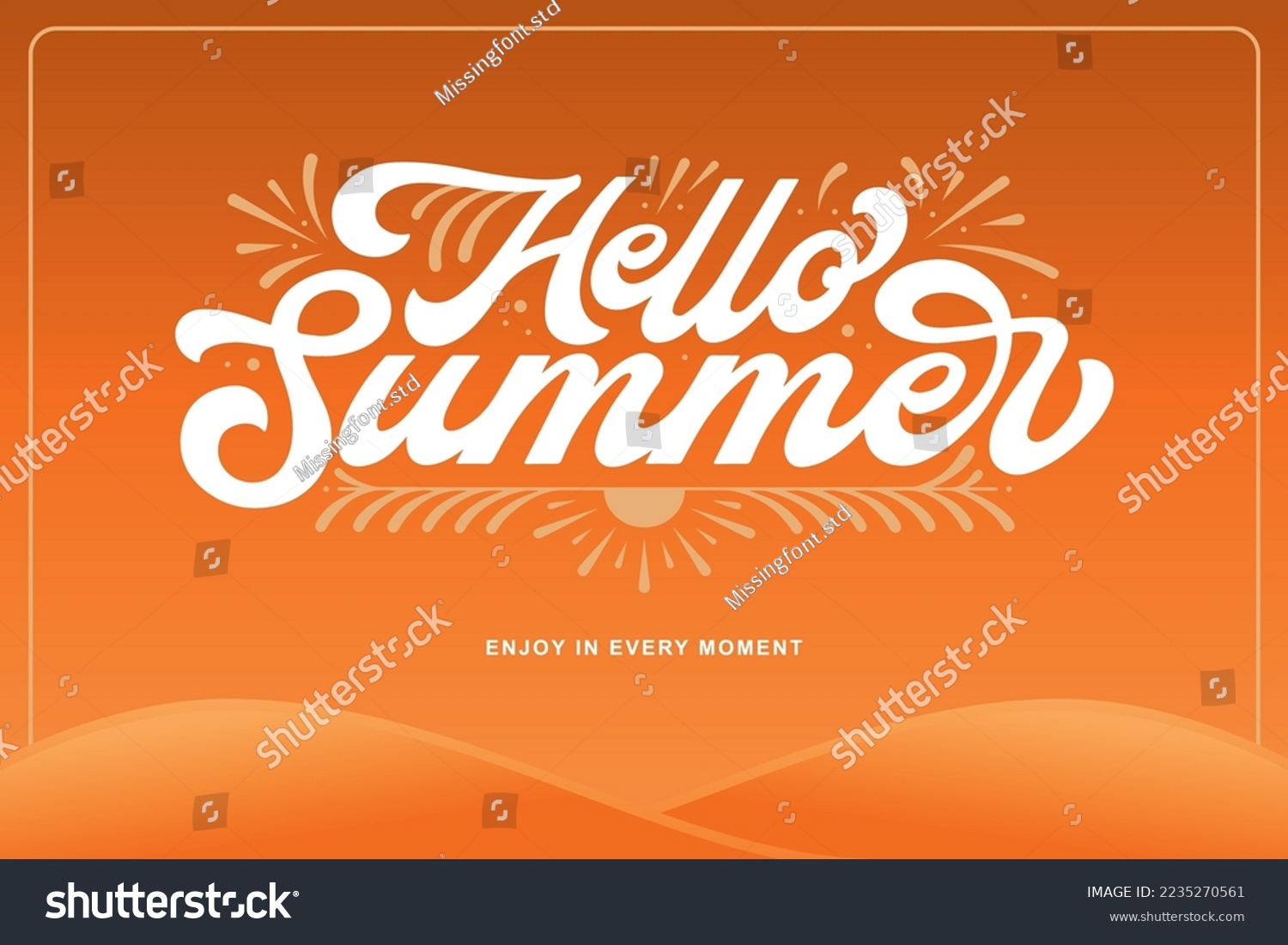 Lettering Hello Summer Vector  Illustration  Calligraphy Design  Usable for Poster  Banners  Postcards  Wallpaper  Gifts etc