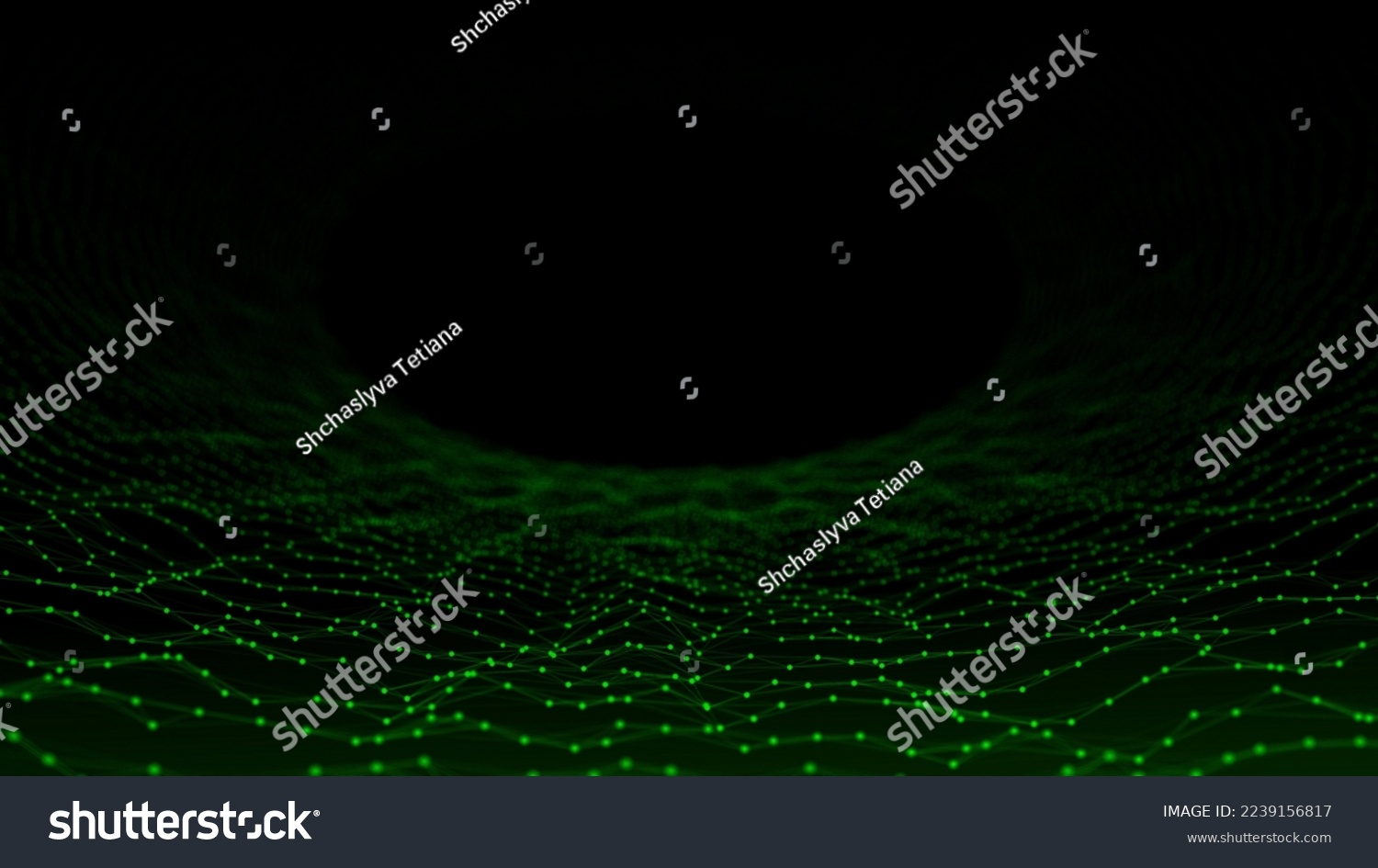 Galactic portal with linear connections. Optical illusion of a laser tunnel. Technological connections of space and time. The concept of leaders in the technological world. 3d rendering.