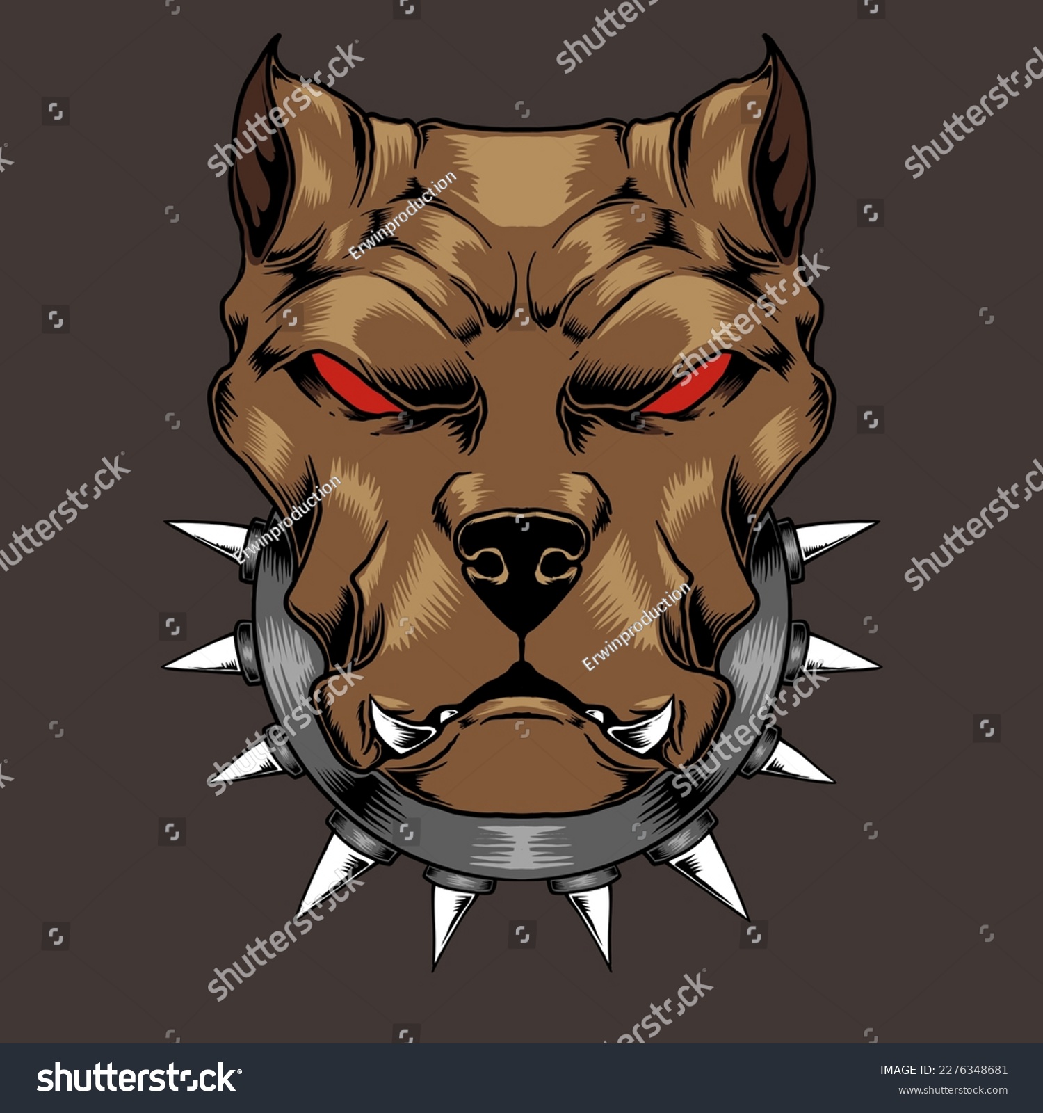 A brown angry bulldog logo with necklace ilustration mascot vector ilustration logo