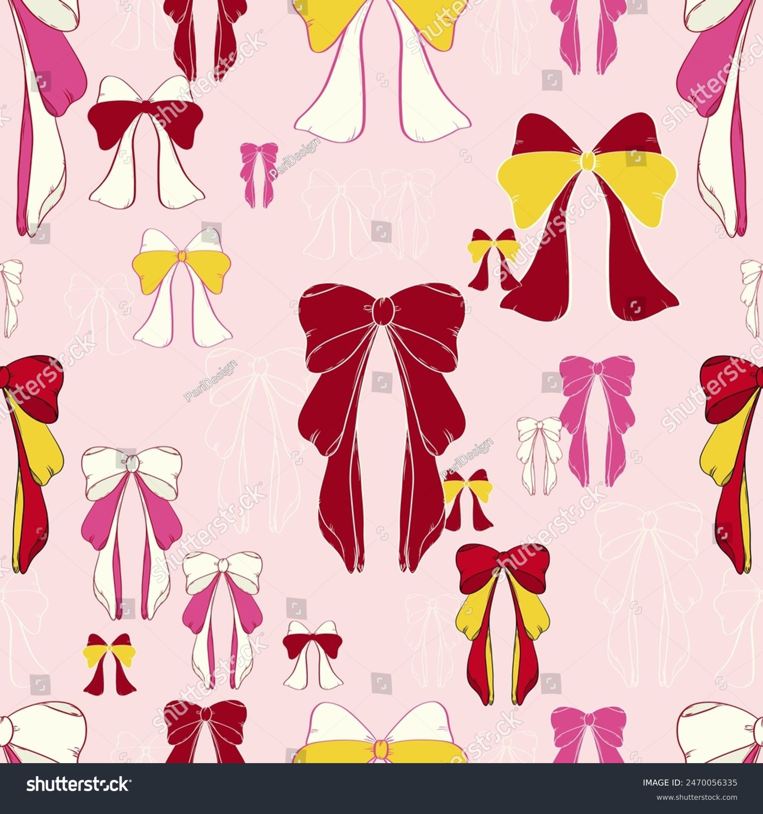 Seamless pattern with Beautiful hand drawn bows  cute vector hand drawing design for fabric  ethnic  textile  texture  wrapping paper  wall paper or abstract background.