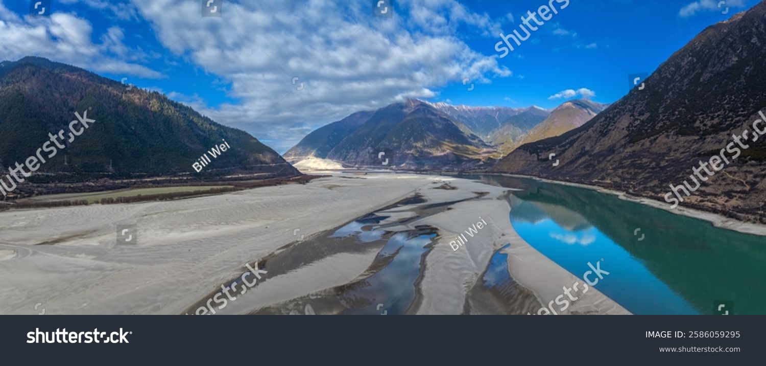 View of the Yarlung Zangbo River Grand Canyon and Mount Namjagbarwa in Nyingchi Tibet China