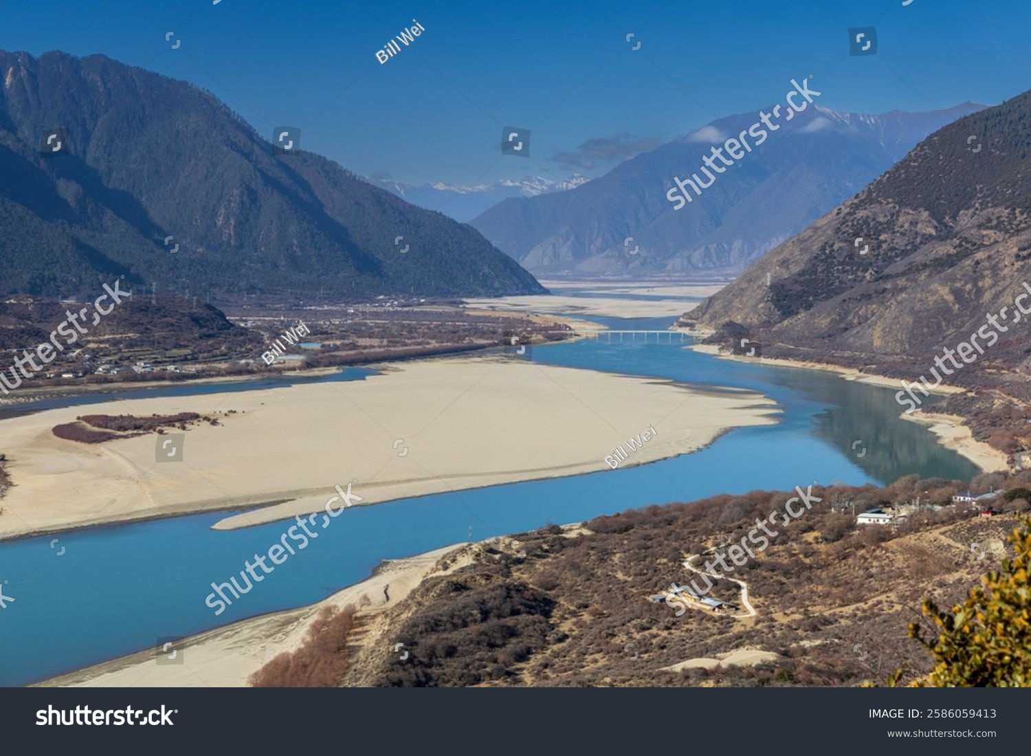 View of the Yarlung Zangbo River Grand Canyon and Mount Namjagbarwa in Nyingchi Tibet China