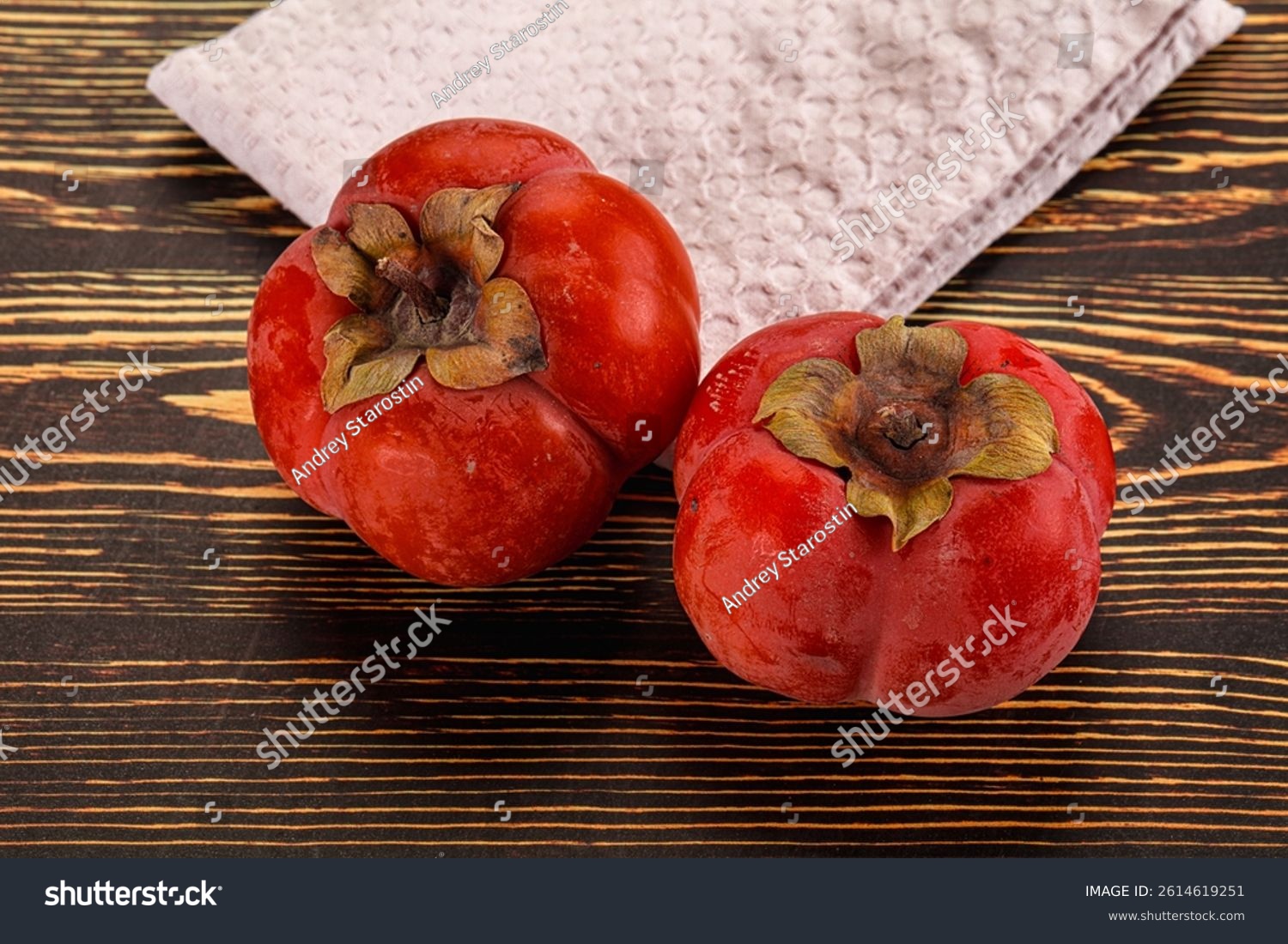 Sweet and tasty fresh ripe persimmon fruit