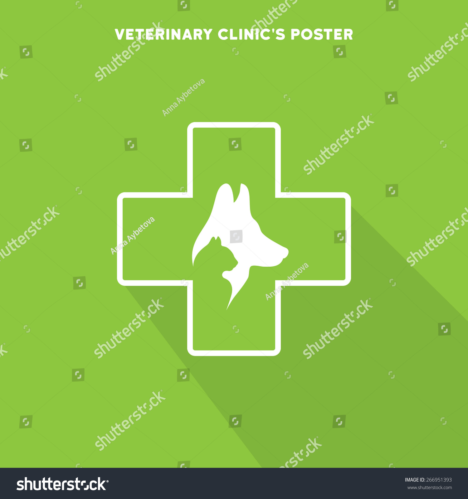 vector silhouettes of cat and dog on the poster for veterinary shop or clinic