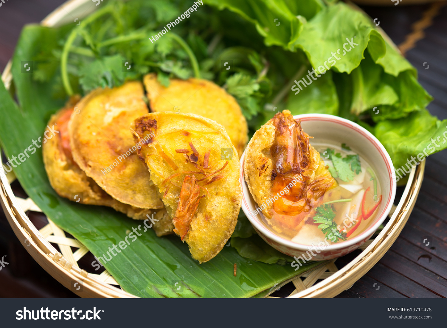 Vietnamese shrimp pancake (Banh Tom in Vietnamese)