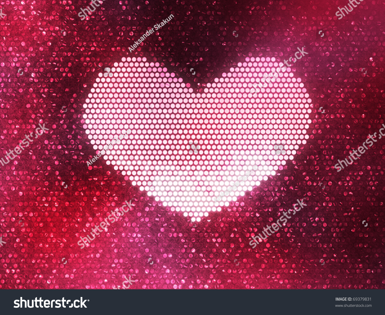 Dotted pink shining heart on the glamor background