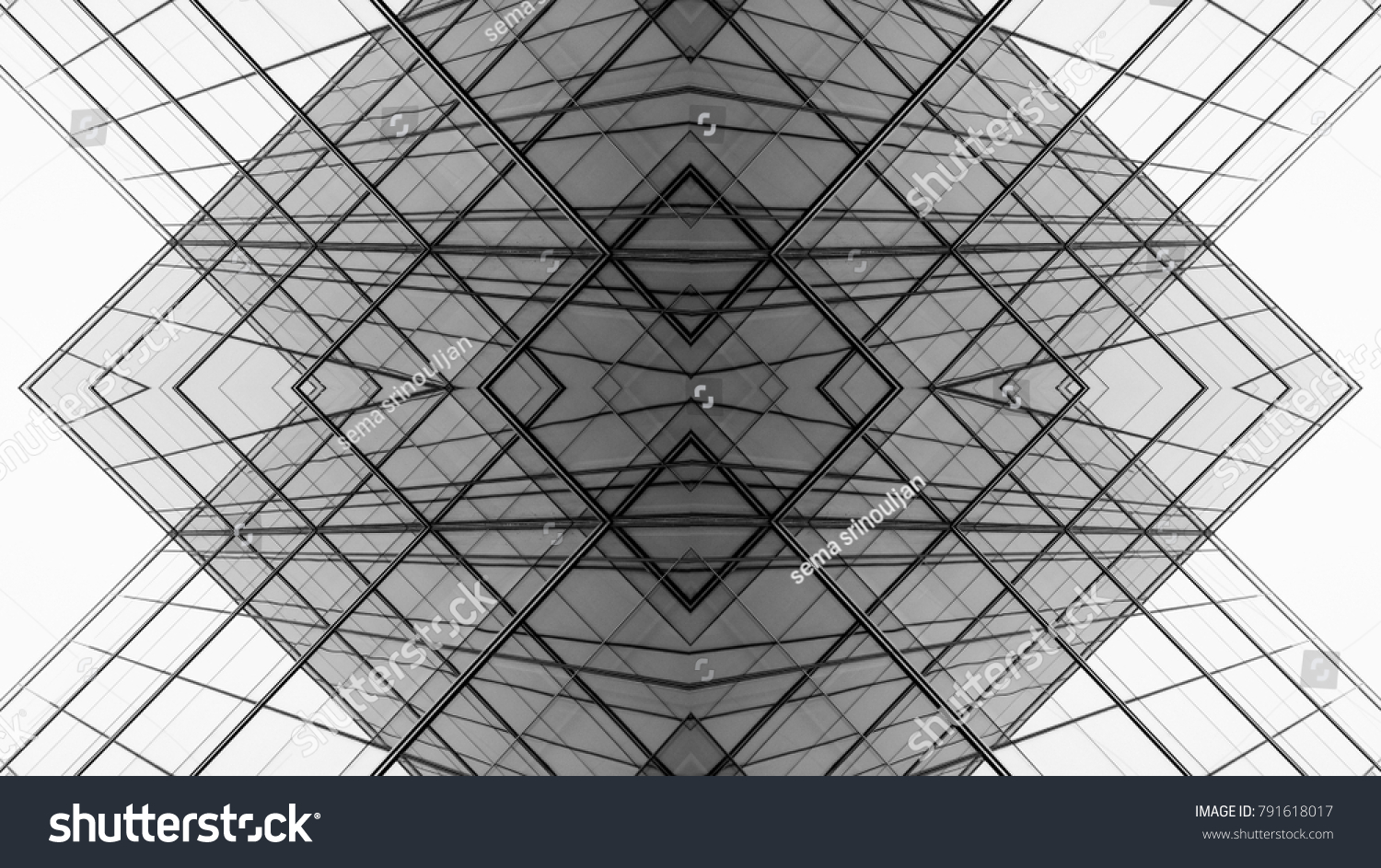 architecture of geometry at glass window - monochrome